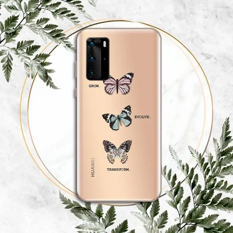 

Bling Glitter Butterfly Phone Case Clear Transparent for huawei honor P 40 30 20 lite Pro 10 i 8 9 x p smart 2019