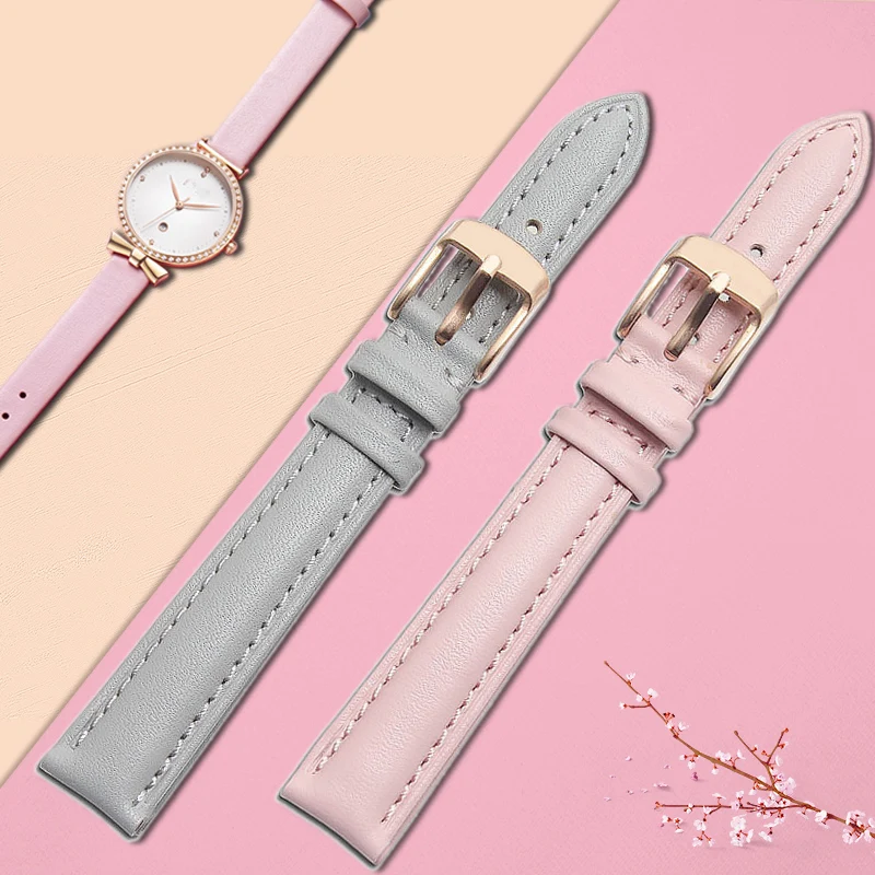

New fashion Guenine leather straps fit fossil ES3795 ES4185 watch 12 14mm watchband with stainless steel buckle for women/lady