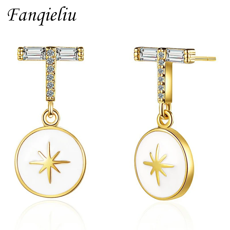 

Fanqieliu Luxury Crystal Jewelry Girl Gift Anniversary 18K Gold Plated Star 925 Sterling Silver Drop Earrings For Women FQL21242