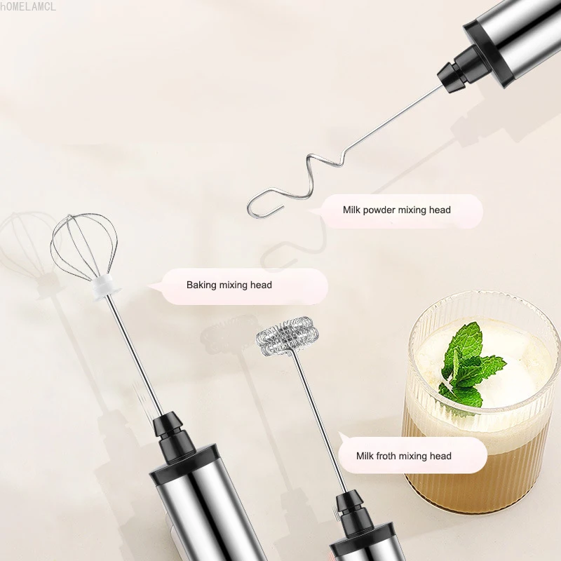 Миксер для вспенивания молока с 3 головками ручной Электрический мини-прибор