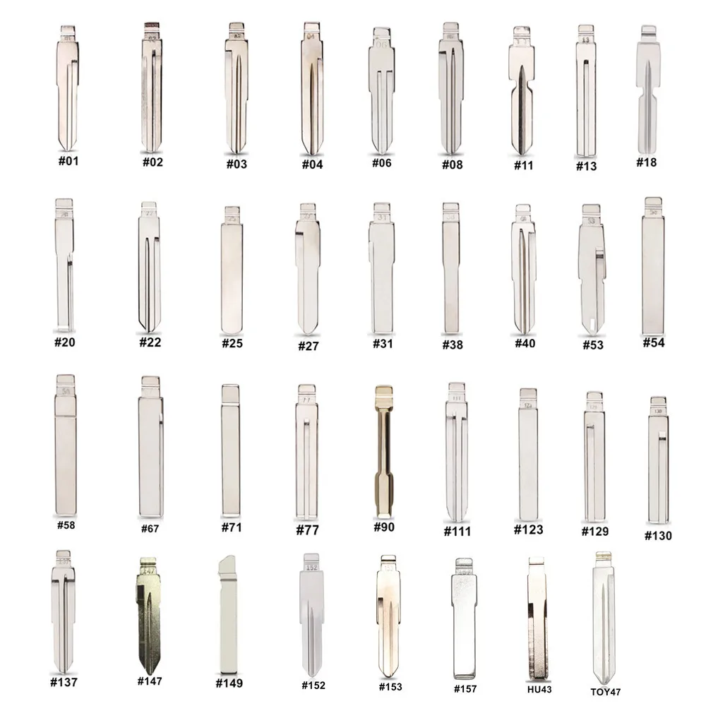 35 шт./компл. 35 типов Металлические Пустые необработанные откидные ключи KD VA2 HY22 HU83 HU66 TOY43 NSN14 для KEYDIY KD VVDI Xhorse пульты дистанционного управления