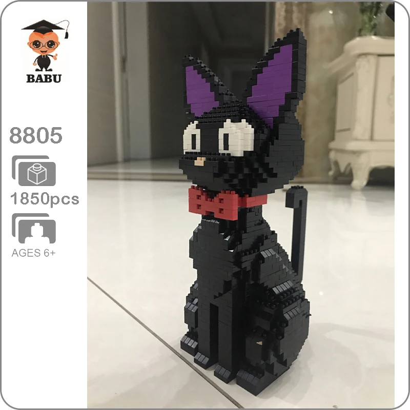 Babu 8806 мультфильм Джиджи Черный кот сидя животное 3D модель 1780 шт DIY Алмаз Мини строительные блоки кирпичи игрушки для детей без коробки