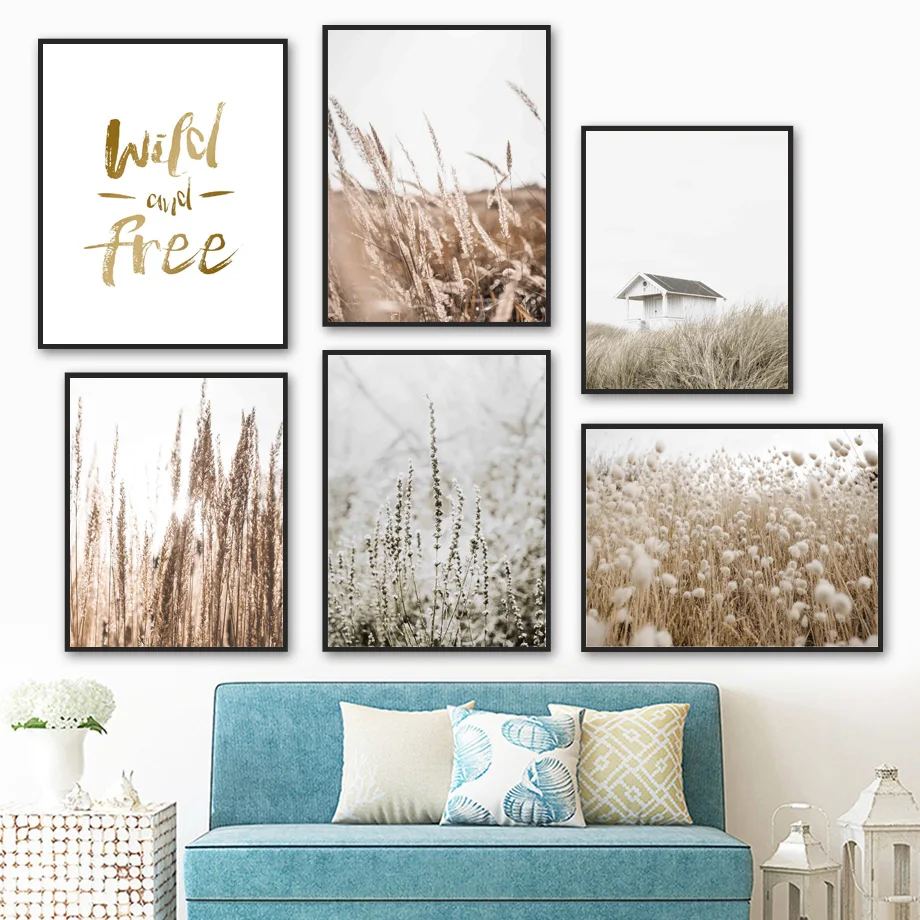 

Reed Wheat Grass Flower Quotes Plant Wall Art Canvas Painting Nordic Posters And Prints Wall Pictures For Living Room Home Decor
