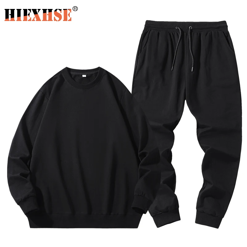 

Men's Sets Sweat+Pants High Quality Comfortable Fabric Cotton Casual Home Soild Two-Piece Tracksuit Trendy Sportswear Set Men