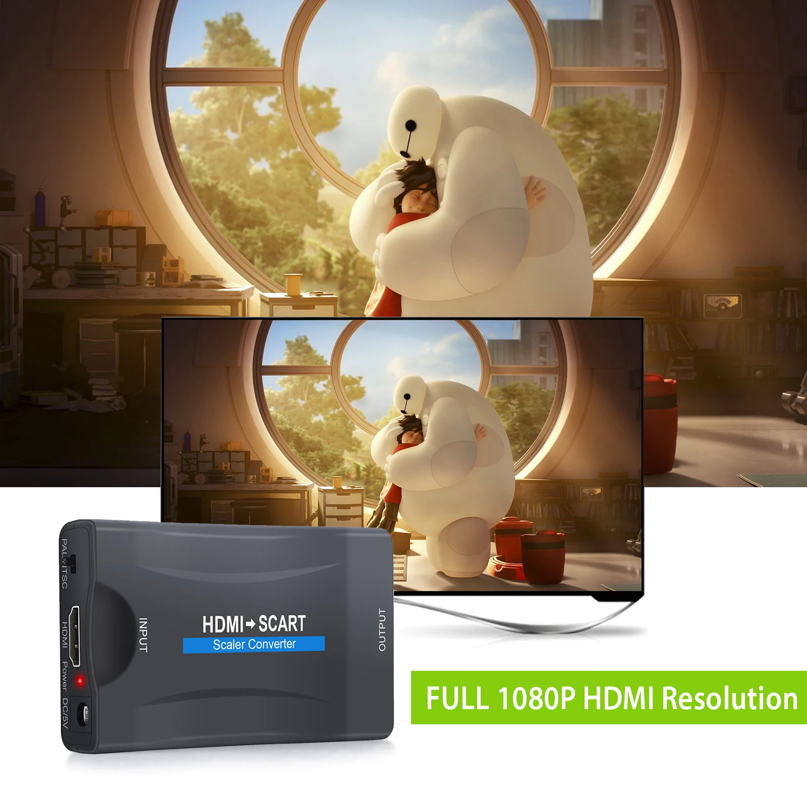 PROZOR 1080P HDMI-совместимый вход в SCART выходной конвертер композитный видео HD стерео