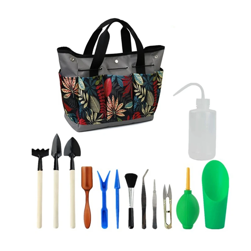 

14Pcs Transplanting Tools with Bag Garden Succulent Tool Small Gardening Hand Tools Set for Indoor Garden Plant Care