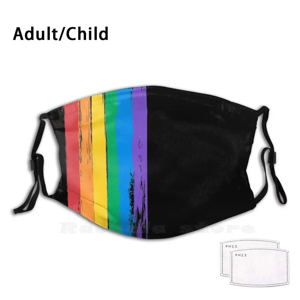 Маска Пылезащитная с рисунком ЛГБТ красная оранжевая желтая зеленая|Мужские