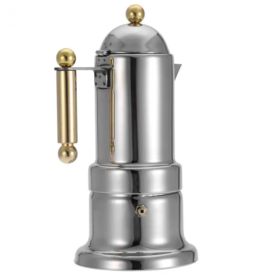 10x10x21 см нержавеющая сталь Moka горшок плита портативный Эспрессо кофеварка с предохранительным клапаном 4 чашки для Pro Barista