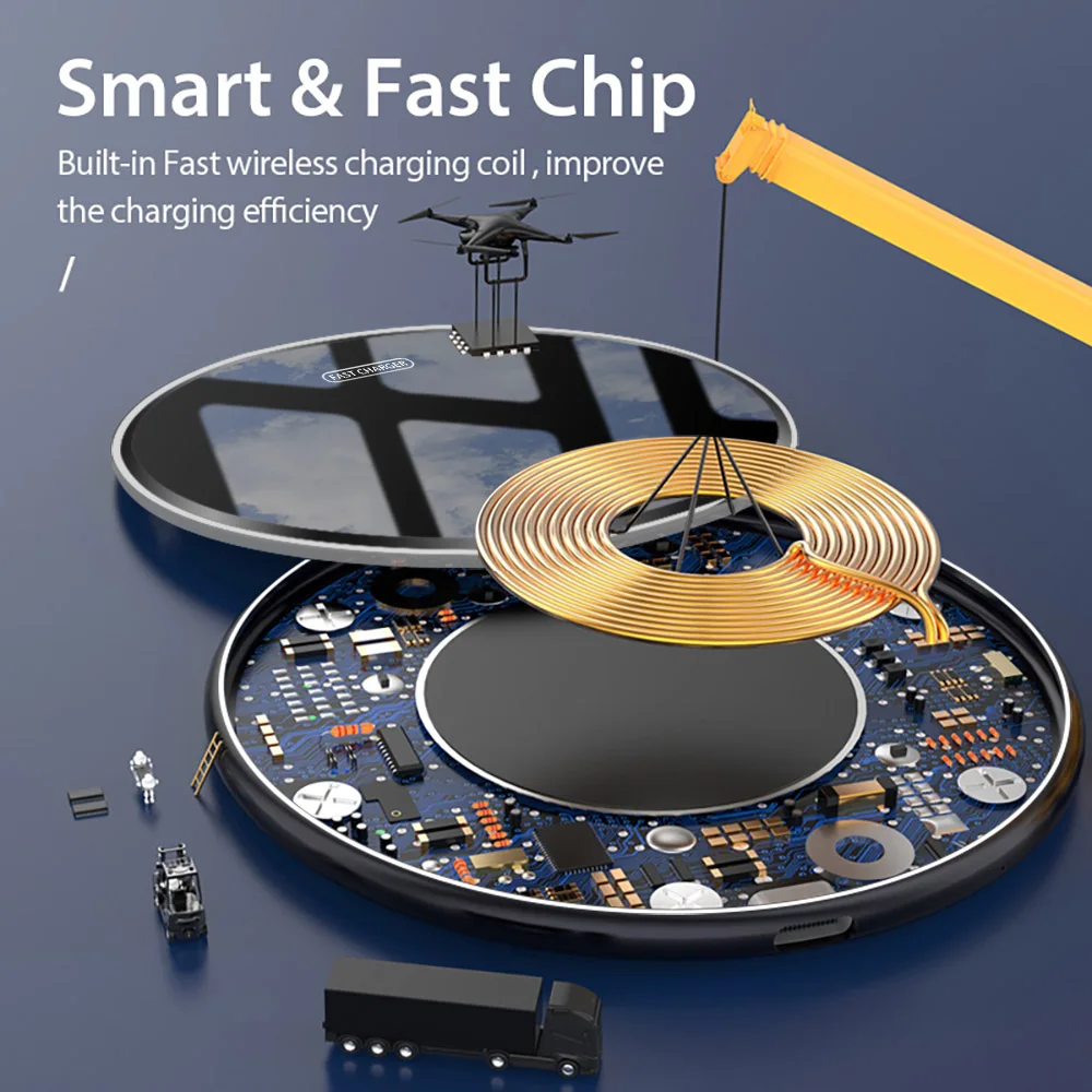 fdgao qi wireless charger pad 15w fast charging for samsung s20 s10 note 20 iphone 13 12 11 xs xr x 8 airpods 3 pro quick charge free global shipping