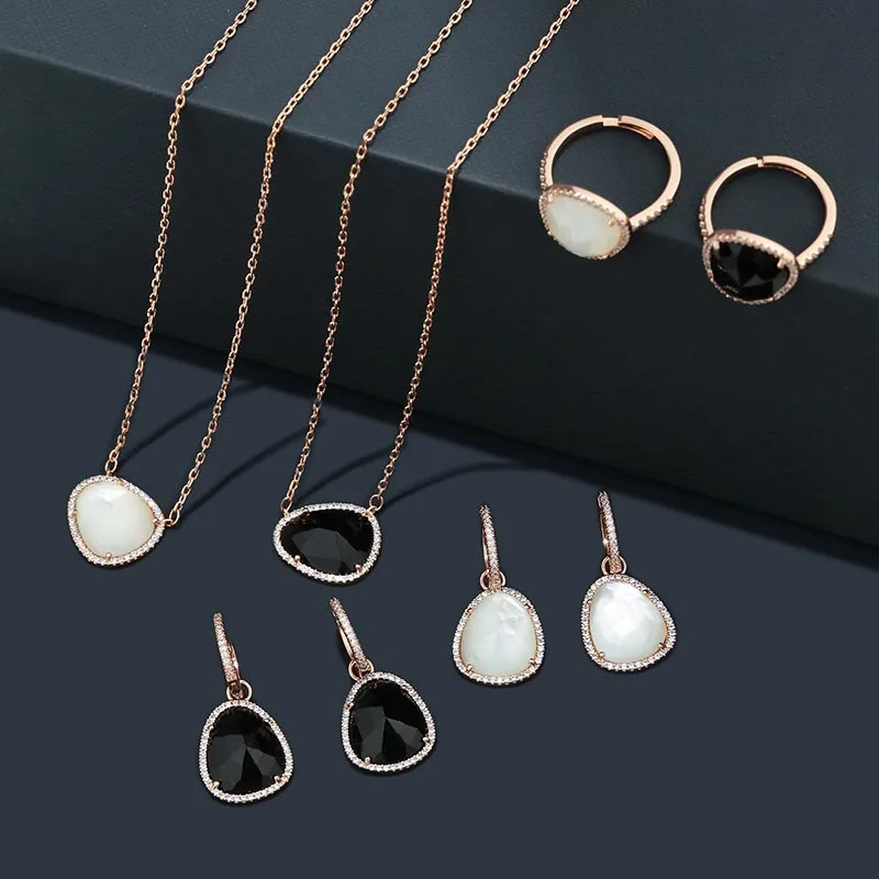 

Fashion pendant 925 silver copy 1:1 replica, white mother-of-pearl black hematite ring Monaco luxury jewelry gift