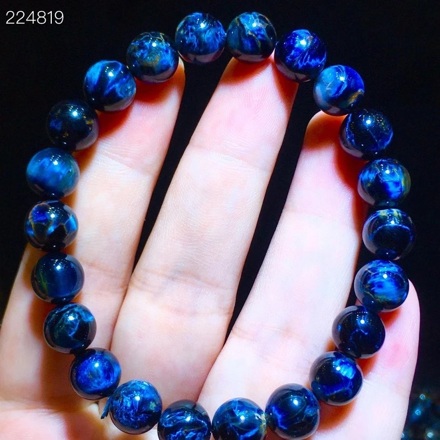 9 1 мм натуральный синий браслет питерсит из Замбии драгоценные камни круглые