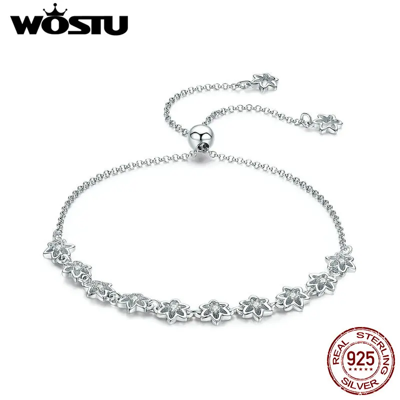 WOSTU, классические браслеты из серебра 925 пробы, с цветком бегонии для женщин, браслеты для свадьбы, помолвки, роскошные ювелирные изделия CTB010