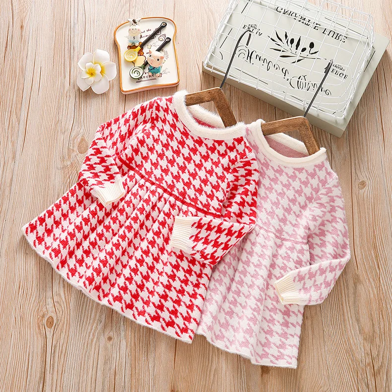 Girls Knitted Dress 2020 New Fashion High Quality Little Pullover Sweater Child Warm Clothes For Winter Autumn Dresses 4T | Детская