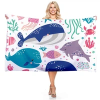 sea animal printed beach towel outdoor water sports towels microfiber quick drying swim surf bath towel portable yoga mat