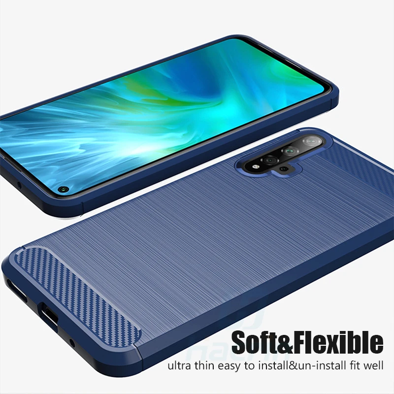 For Huawei Nova 5T Case Carbon Fiber Cover Full Protection Phone Honor 20 Pro Shockproof Bumper Shell |