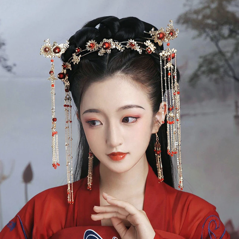 

Chinese bridal headdress golden dragon and phoenix bridal crown boutique bridal headdress wedding hair accessories