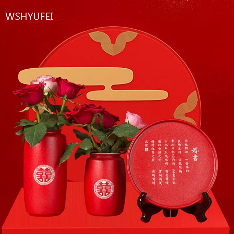 

Керамические вазы в китайском стиле, домашний декор, свадебная комната, ваза для цветочной композиции, украшения для гостиной, свадебные по...