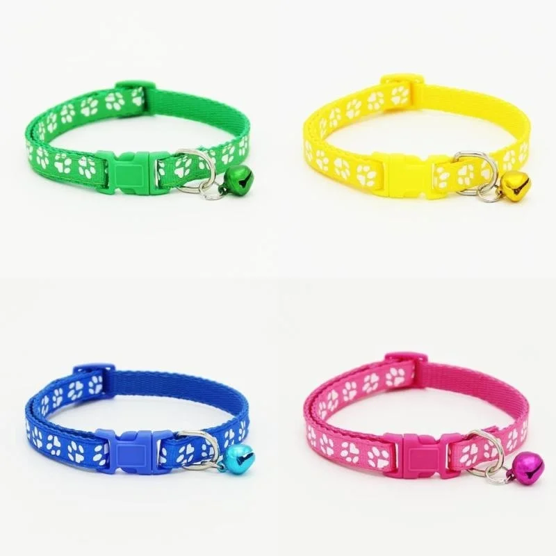 Универсальный ошейник для кошек и собак с принтом ног регулируемый нейлоновый