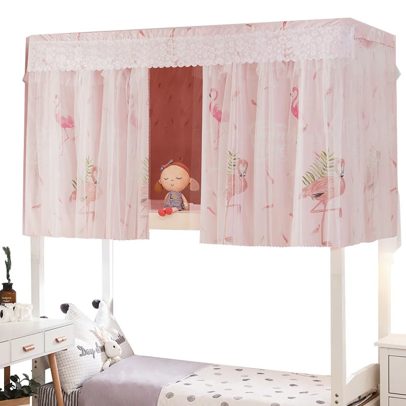 

Students Dormitory Bunk Bed Curtains Mosquito Net Girl Dorm Bed Enclosure Shade Dustproof Blackout Cloth Bed Canopy Tent Curtain