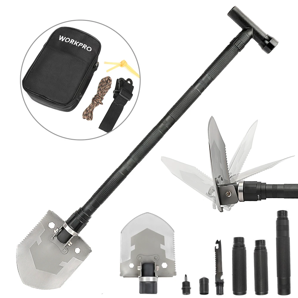WORKPRO Военная Складная лопата тактический мини с мешочком открытая Лопата для