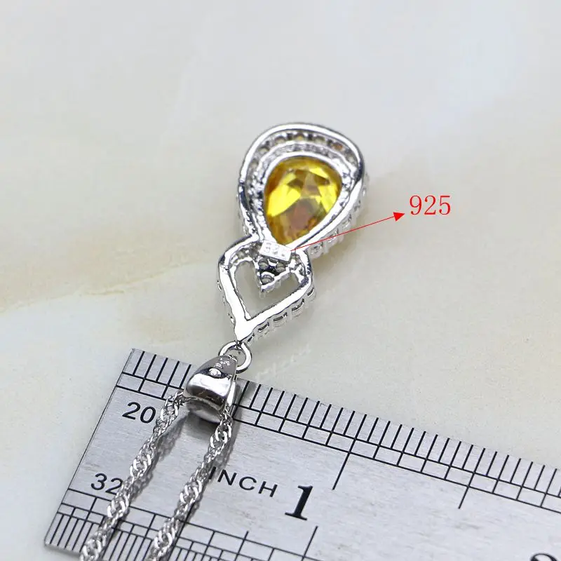 Комплект ювелирных изделий для женщин из серебра 925 пробы с желтым кубическим