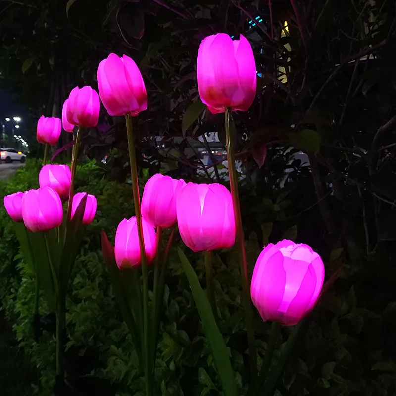 Luz Solar LED de simulación, lámpara de césped de tulipán, OutdoorGarden, patio, parque, camino, pasillo, iluminación decorativa de césped, 1/2 piezas