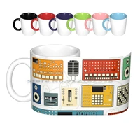 electronic musician with synthesizer and drum machine fan ceramic mugs coffee cups milk tea mug synthwave synth synthesizer