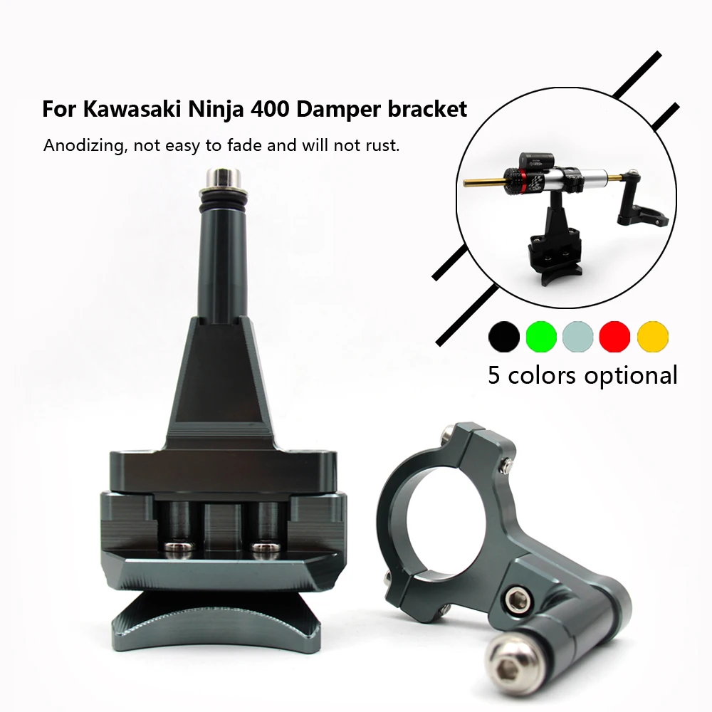 

Steering Damper Bracket Motorcycle CNC Steering Damper Bracket Stabilizer Kit for Kawasaki Ninja 400 2018 2019