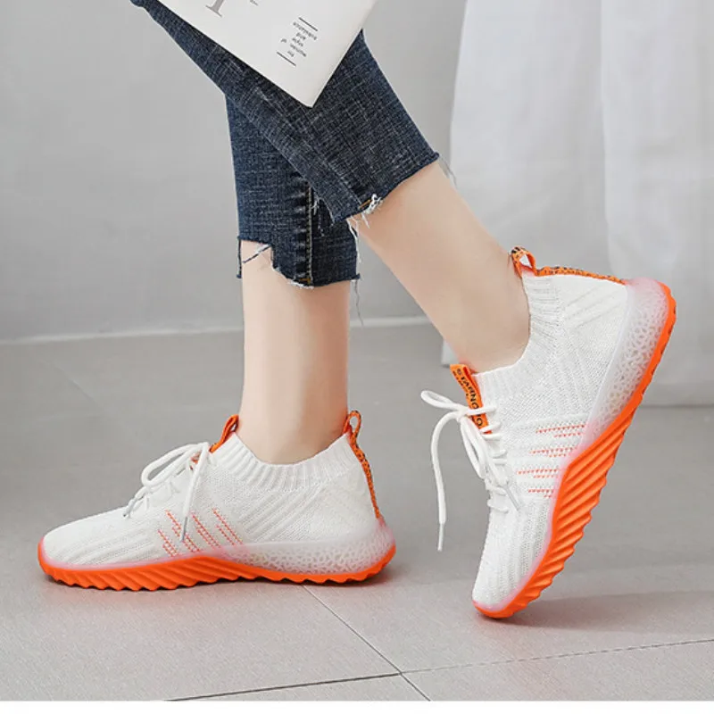 

2021 Sneakers for Woman Fashion Socks Shoes Casual White Sneakers Summer Knitted Vulcanized Shoes Women Trainers Tenis Feminino
