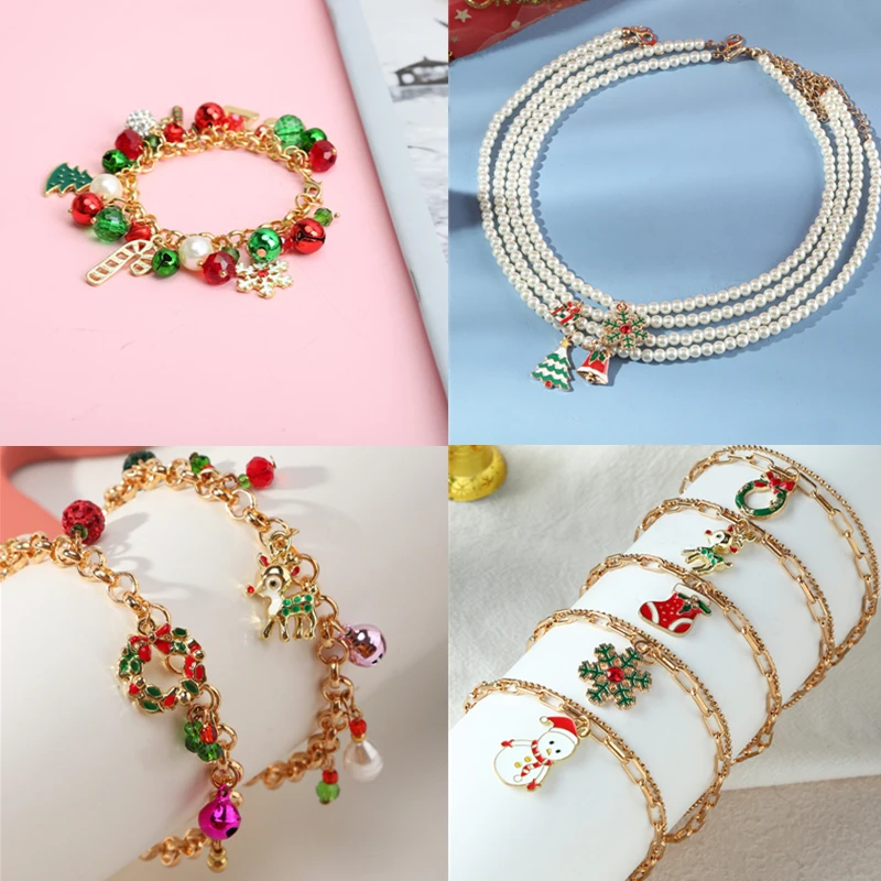 

Christmas Decoration Cute Santa Claus Drop Earrings Bracelet Necklace for Women Christmas Jewelry Ornament Navidad Noel New Year