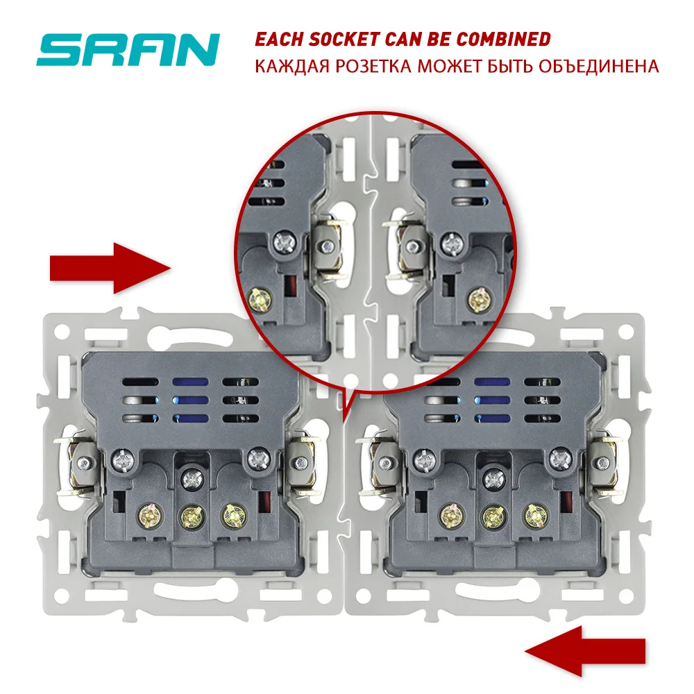 SRAN Европейская Сетевая розетка с кулисный переключатель 220v 16A гнездо 153*82