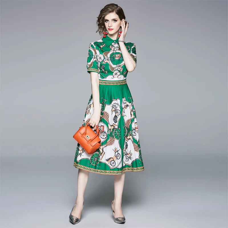 2019 Летняя мода для подиума миди платье женское элегантное с коротким рукавом