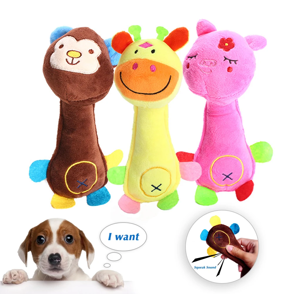 

Cute Pet Dog Cat Funny Fleece Durability Plush Dog Toys Squeak Chew Sound Interactive Toy Fit For All Pets Long Plush Puppy Toy