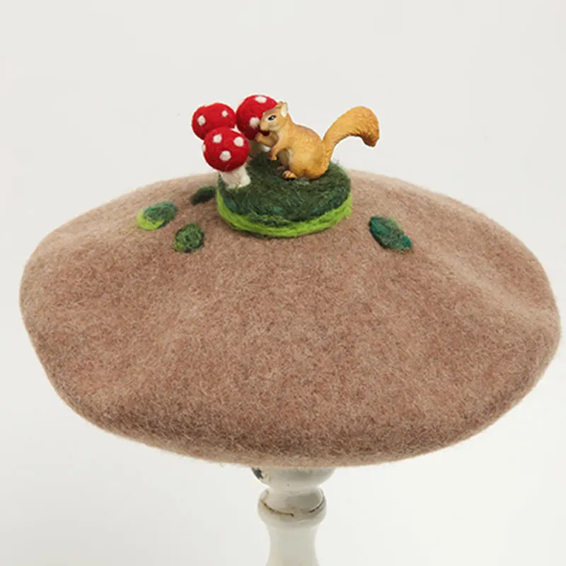 Мультяшная шерсть ручной работы женские береты с козырьком теплая шапка подарки