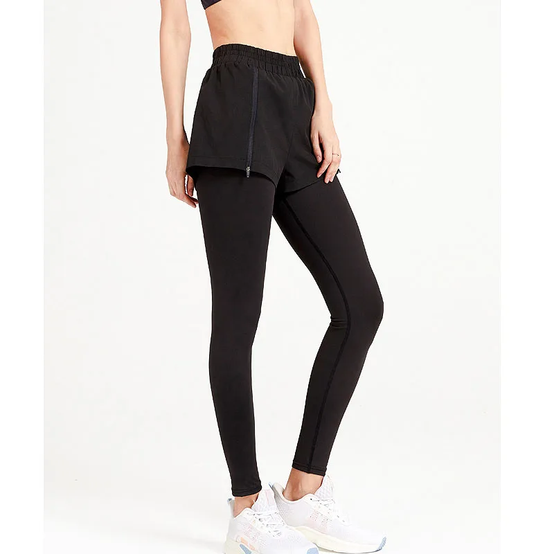 Women Yoga Fitness Pants Hign Waist Running Dance Fake Two Pieces Yoga Pants Quick Dry Fake Two-piece Leggings Slim S-XL Mujer