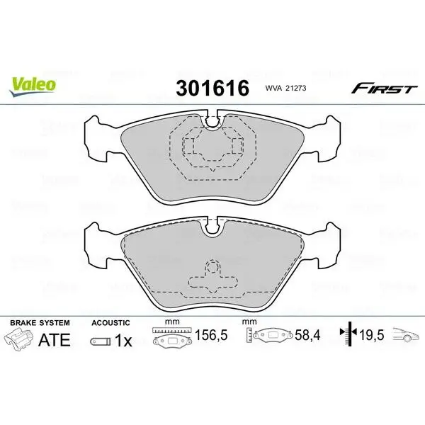 Колодки тормозные передние VALEO 301 616 301616|Тормозной цилиндр| |