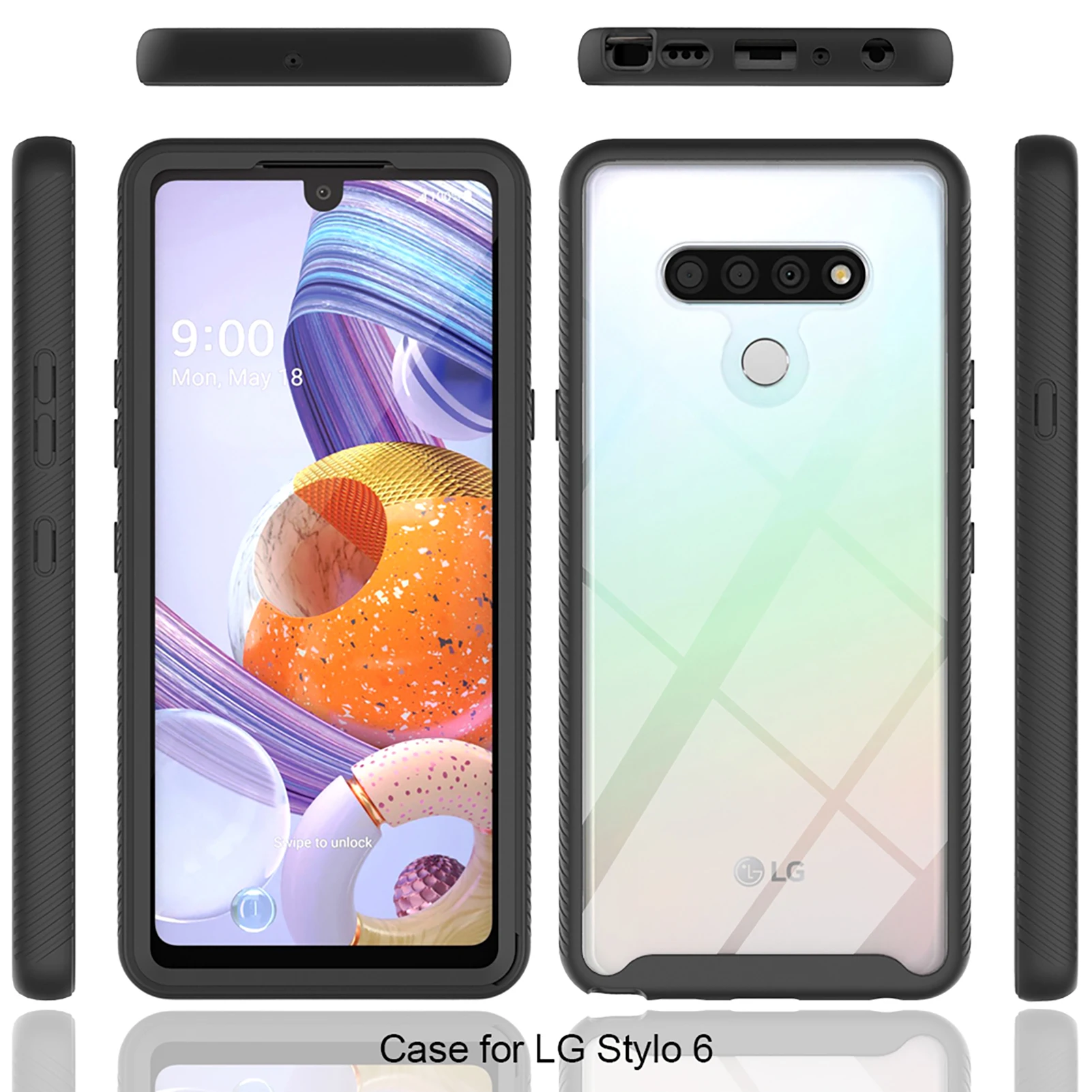 

360 Full Cover Armor 3 in 1 Transparent Phone Case For LG G8X V50S ThinQ 5G K51 Q51 K40S Harmony 4 Stylo 6 Velvet 4G G9