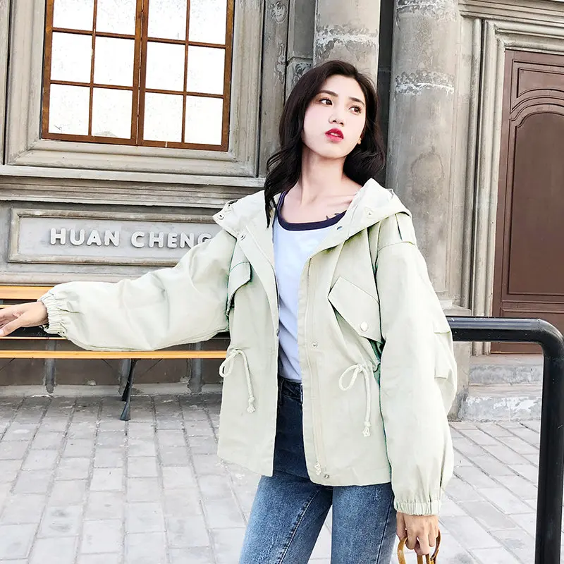 

HziriP Vintage Casual Fashion Drawstring Plus Size Autumn Simple Warm Full Sleeves Outerwear Stylish Chic Loose Jackets Coat