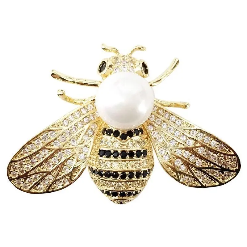 

Brooch Metallic Diamond-Studded Insect Series Bee Personality Lady Collar Lapel Pins Silk Scarf Buckle Fashionable Jewelry