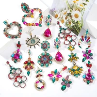 pauli manfi2020 fashion summer new alloy color rhinestone temperament wild womens earrings popular accessories