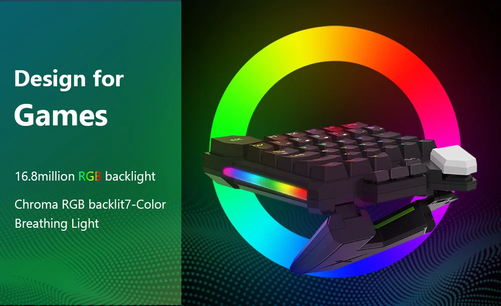 Delux T6 складные механические игровые клавиатуры синий переключатель 39 полностью programmabl ключи Проводная эргономичная Одноручная клавиатура для геймера