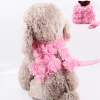 pink flowers dog harness leash set accessories cute puppy cat chest strap leashes vest for chihuahua yorkshire terrier teddy pet