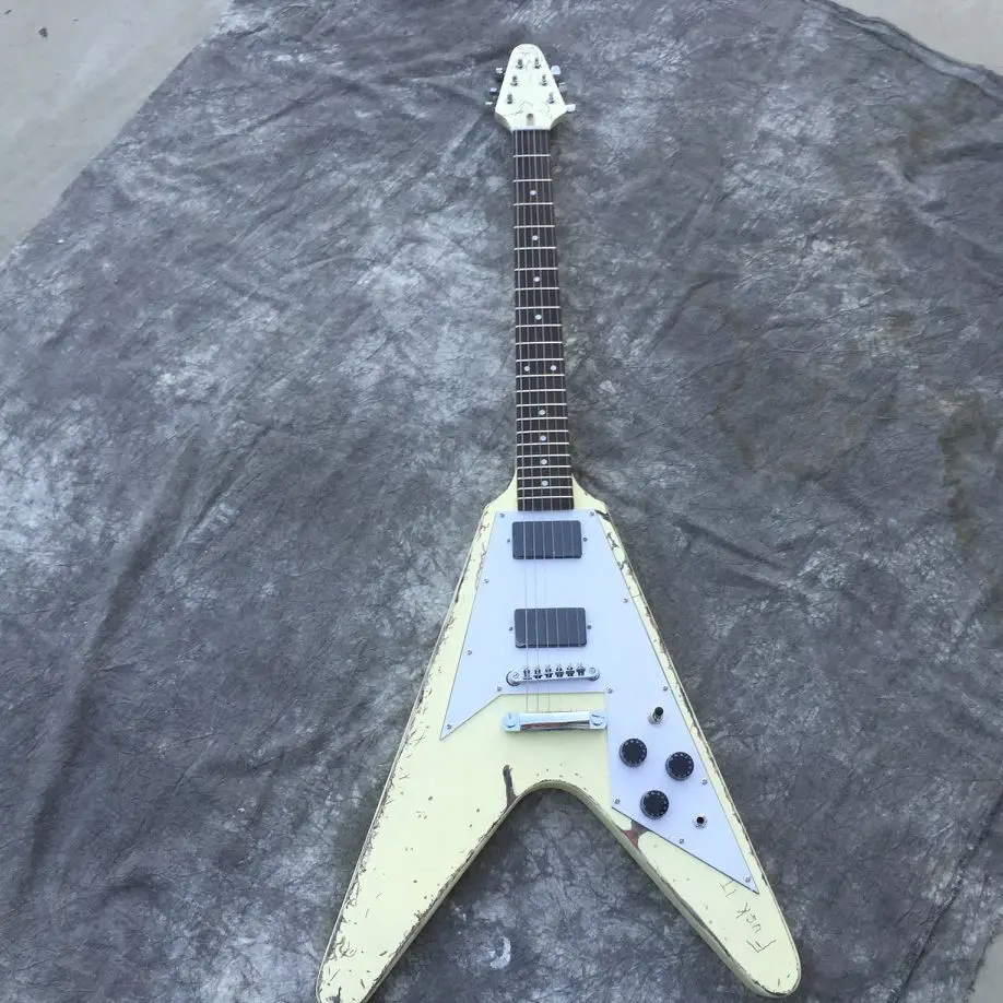 Электрическая гитара особой формы V-образной старая модель лошадиный мост LP