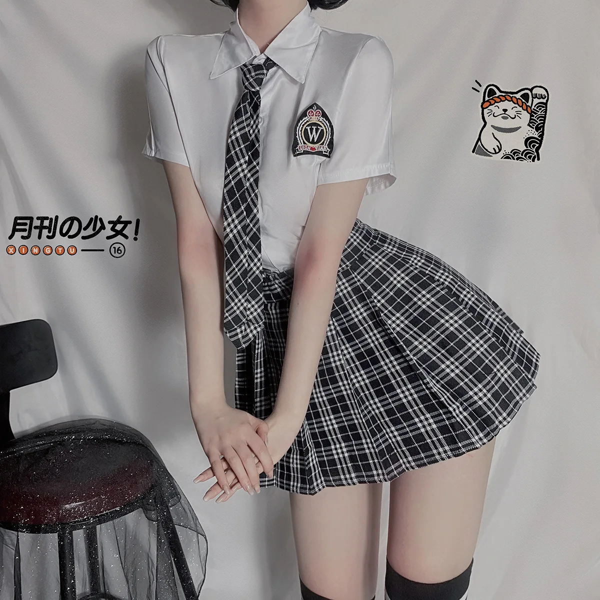 

Pure Japanese Student Wear Sexy Underwear Uniform Temptation Lattice Tie Split Korean Campus Role Playing Seductive Babydoll Sex