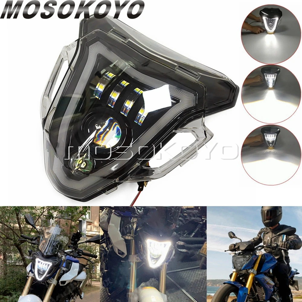 

Motorcycle LED Headlight Assembly Angel Eye Front Lights High Low Beam Head Lamp For BMW F800R 2015-2019 Motorbike DRL Headlamp