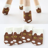 4 pieces have fun table foot socks chair leg covers floor protectors antislip braces cartoon kitty socks for furniture