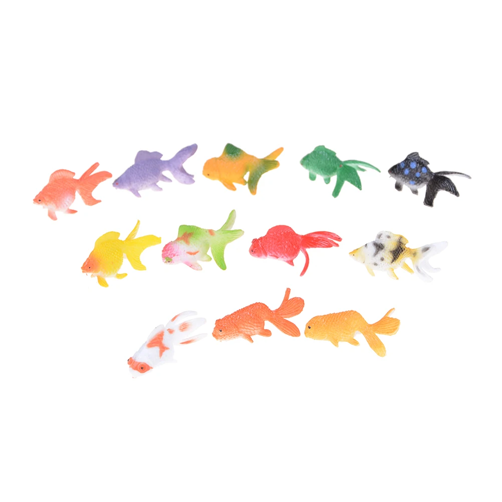 

Wholesale 12pcs Kids Party Gift Plastic Gold Fish Figures Model toys 3-4cm mini vivid Simulated colorful goldfish toy