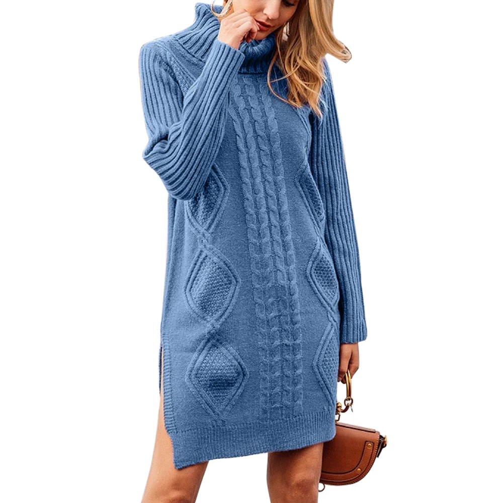 PUIMENTIUA 2019 осенний женский однотонный вязаный свитер с длинным подолом и разрезом