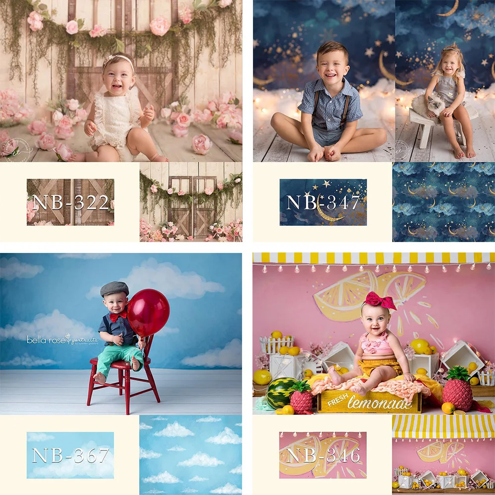 Фон для фотосъемки новорожденных с изображением Золотой Луны звезд вспышки на