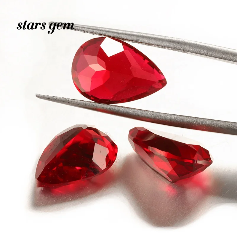 Грушевидная форма 5x7 мм-13x18 мм выращенный в лаборатории рубин драгоценный камень